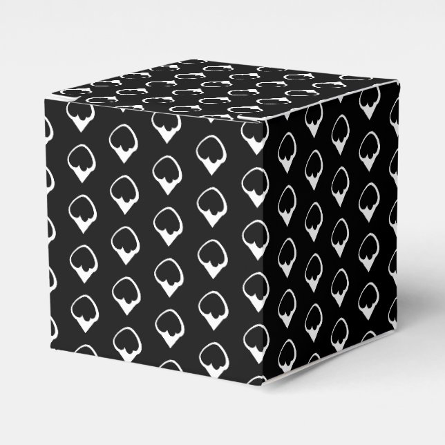 White snow snowflakes black gift favour box (Front Side)