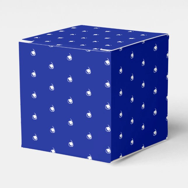 White snow snowflakes pattern cobalt blue gift favour box (Front Side)