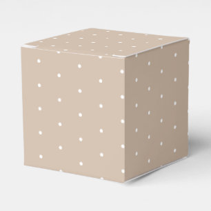 White snow snowflakes, tiny polka dots beige gift favour box