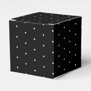 White snow snowflakes, tiny polka dots black gift favour box