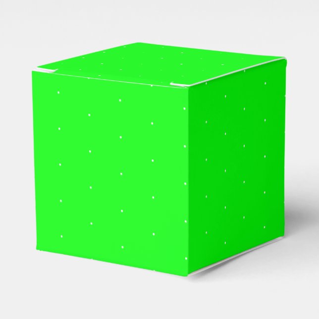 White snow snowflakes tiny small dots neon green favour box (Front Side)
