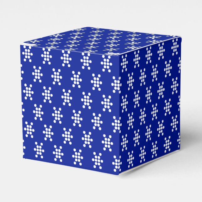 White snow star snowflakes dots pattern blue gift favour box (Front Side)
