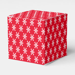 White snow star snowflakes dots pattern red gift favour box