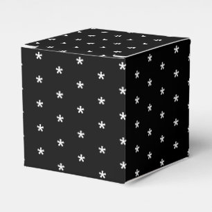 White snow star snowflakes pattern black gift favour box