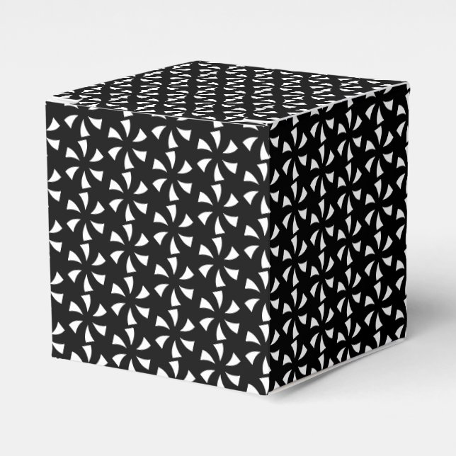 White snow star snowflakes pattern black gift favour box (Front Side)