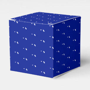 White snow star snowflakes pattern cobalt blue favour box