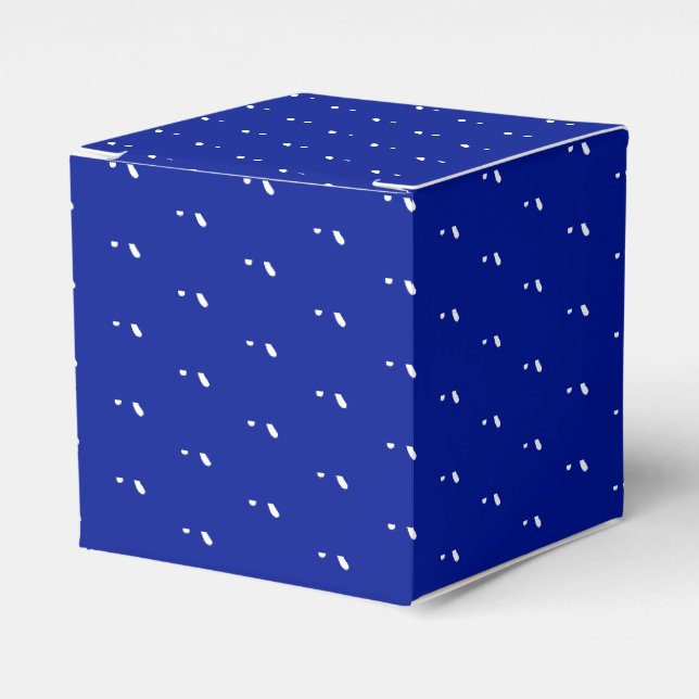 White snow star snowflakes pattern cobalt blue favour box (Front Side)