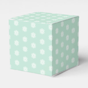 White snow star snowflakes pattern seafoam mint favour box