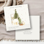 White Snow Tree Houses Logo Christmas Greetings Holiday Card<br><div class="desc">If you need any further customisation please feel free to message me on yellowfebstudio@gmail.com.</div>