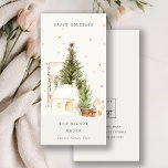 White Snow Tree Houses Logo Seasons Greetings Holiday Card<br><div class="desc">If you need any further customisation please feel free to message me on yellowfebstudio@gmail.com.</div>