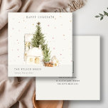 White Snow Tree Houses Logo Seasons Greetings Holiday Card<br><div class="desc">If you need any further customisation please feel free to message me on yellowfebstudio@gmail.com.</div>