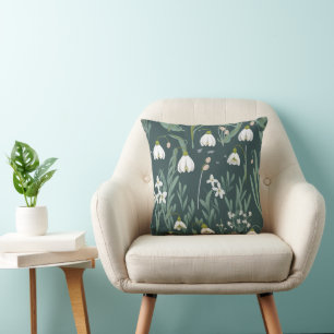 White Snowdrops Flowers On Green Cushion
