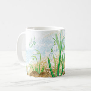 White Snowdrops, Galanthus nivalis Illustration Coffee Mug