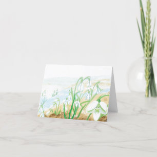 White Snowdrops Illustration Thank You Card