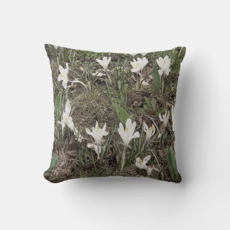 White Snowdrops in Spring Grass Cushion