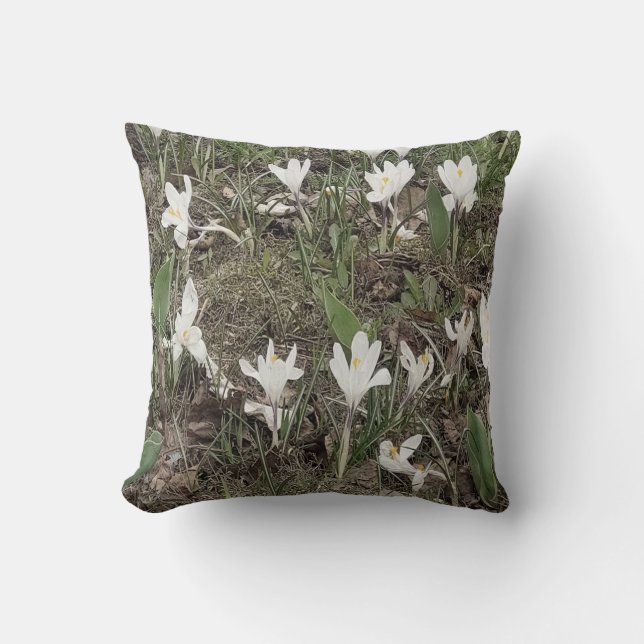 White Snowdrops in Spring Grass Cushion (Front)