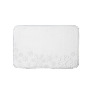 White Snowflake Background Bath Mat