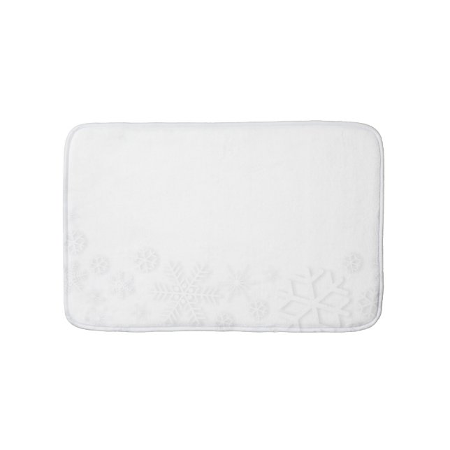 White Snowflake Background Bath Mat (Front)