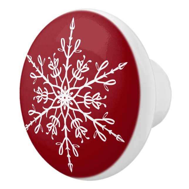 White Snowflake Ceramic Knob (Right)
