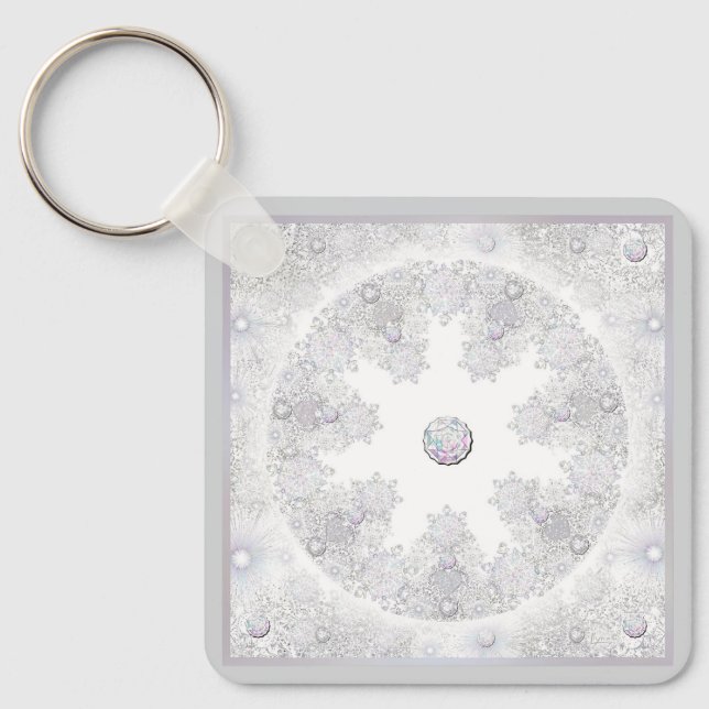 White Snowflake Key Ring (Front)