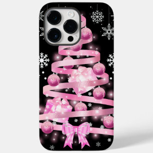 White Snowflake Light Pink Ribbon Christmas Tree   Case-Mate iPhone 14 Pro Max Case