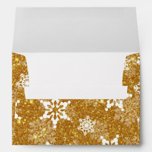 White Snowflake Luxurious Yellow Elegant Christmas Envelope