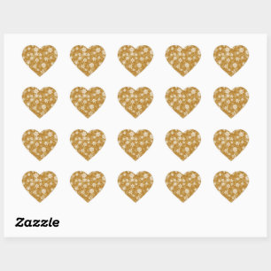 White Snowflake Luxurious Yellow Elegant Christmas Heart Sticker