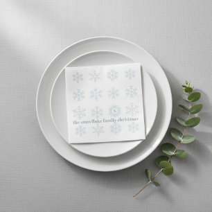White Snowflake Monogrammed Christmas Napkins