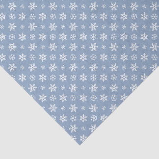 White Snowflake Motif Pattern on Winter Blue Tissue Paper