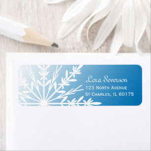 White Snowflake on Blue Return Address Label
