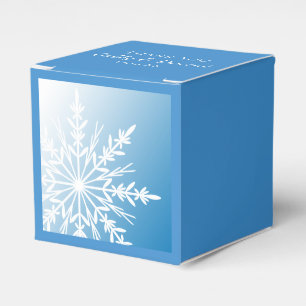 White Snowflake on Blue Winter Wedding Favour Box