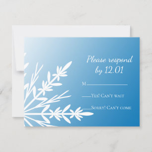 White Snowflake on Blue Winter Wedding RSVP