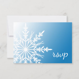 White Snowflake on Blue Winter Wedding RSVP Card