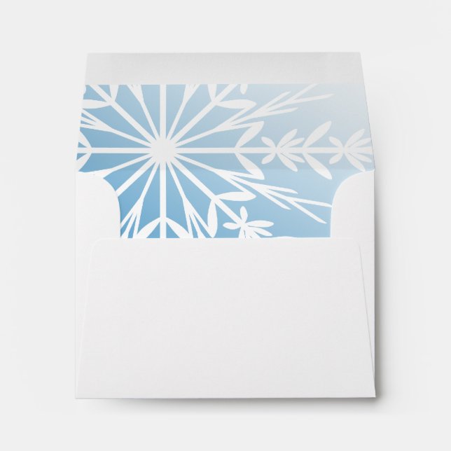White Snowflake on Blue Winter Wedding RSVP Envelopes (Back (Bottom))