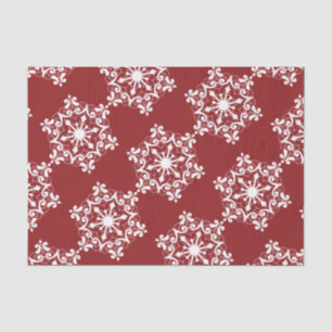 White Snowflake On Crimson Red Tissue Paper