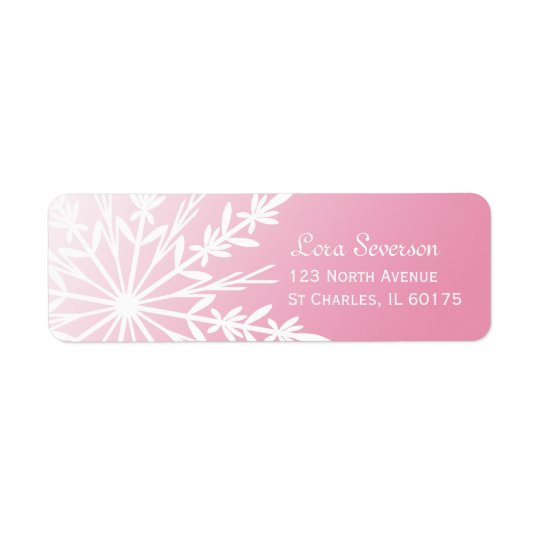 White Snowflake on Pink Return Address Return Address Label