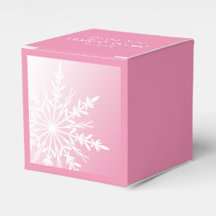 White Snowflake on Pink Winter Wedding Favour Box