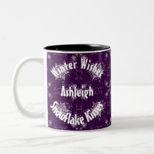 White Snowflake on Purple Two-Tone Coffee Mug