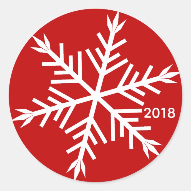 White Snowflake on Red Customised Sticker (Front)