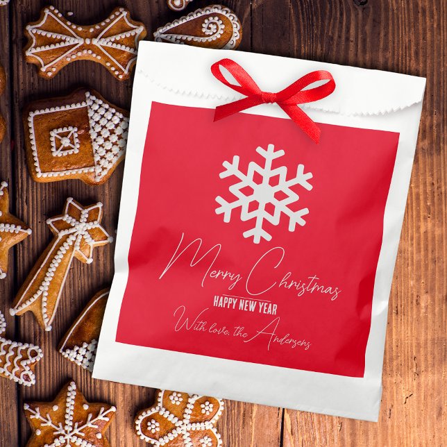 White Snowflake on Red Holiday Christmas New Year Favour Bag (Creator Uploaded)