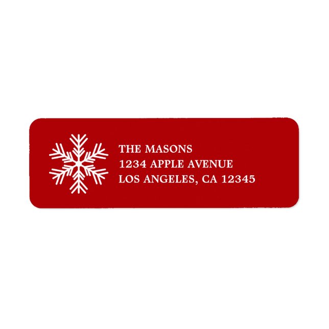 White Snowflake On Red Return Address Label (Front)