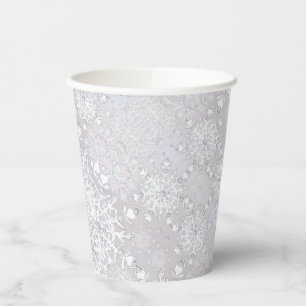 White snowflake paper cups