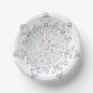 White snowflake paper plate