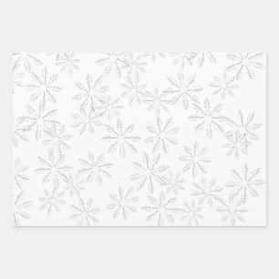 White Snowflake Print Wrapping Paper Sheet