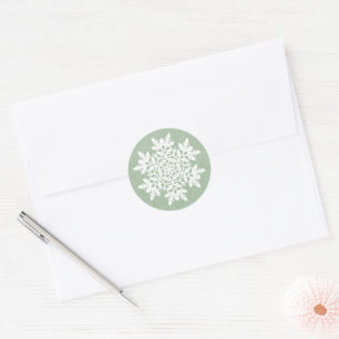  White Snowflake (Sage Pine) Classic Round Sticker