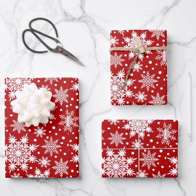 White Snowflake Seamless Pattern Christmas Wrapping Paper Sheet (Front)