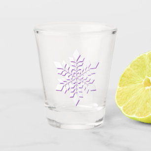 White Snowflake-shadowed in red-violet Shot Glass