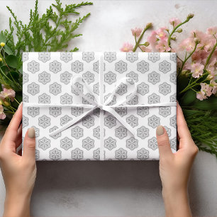 White Snowflake Star Pattern Wrapping Paper Sheet