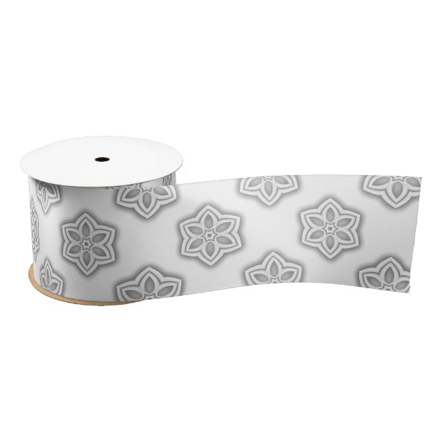 White Snowflake Star Pattern Wrapping Satin Ribbon (Spool)