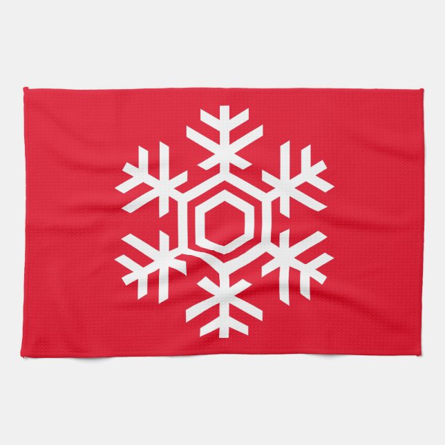White Snowflake Tea Towel (Horizontal)